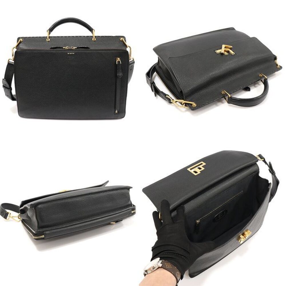 Black Calfskin Gold-plated Selleria Double Face Briefcase - Picture 4 of 7